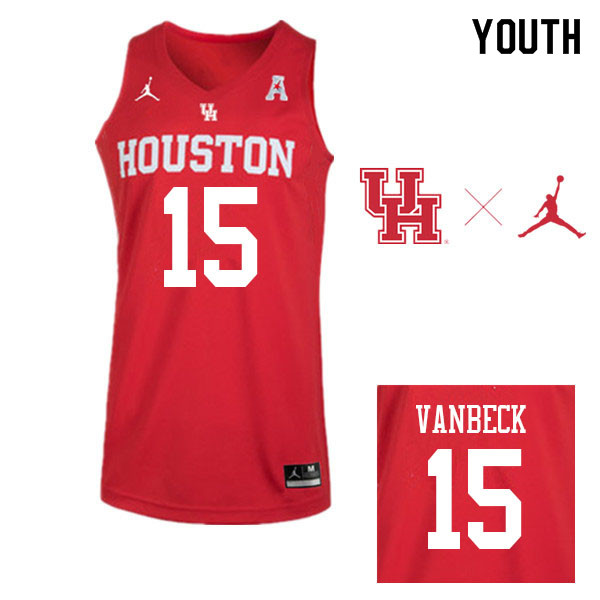 Jordan Brand Youth #15 Neil VanBeck Houston Cougars College Basketball Jerseys Sale-Red